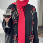مانتو عبایی گل سرخ